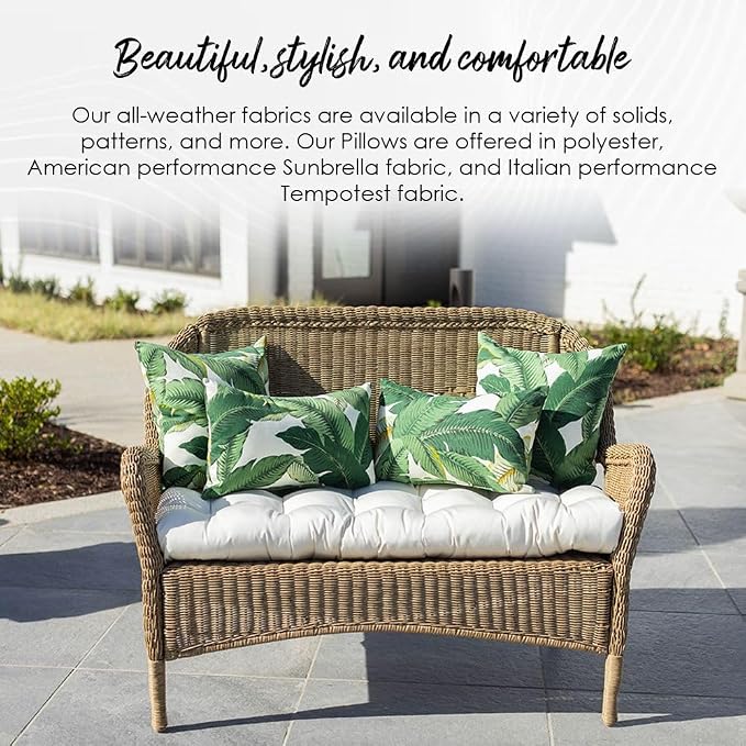 RSH DECOR Square Throw Pillows Set of 2, 17" x 17", Outdoor Pillows Waterproof, Patio Furniture Pillow, Decorative Outdoor Throw Pillow, Spun Polyester, Hunter Green, Made in USA