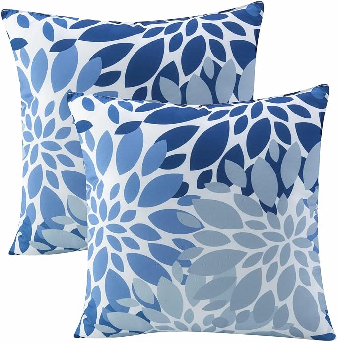Outdoor Pillows Waterproof 18×18 Inch Decorative Throw Pillows with Inserts | Set of 2 Fade Resistant Outdoor Square Patio Pillows for Coach Couch Sofa Patio Furniture