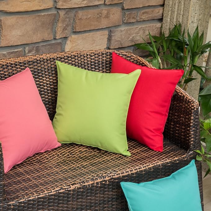 MIULEE Decorative Outdoor Waterproof Pillow Covers 16x16 Pale Green | Decorative Patio Furniture,Pack of 2,Accent Square Soild Throw Pillow Covers,Summer Garden Tent Couch Sofa