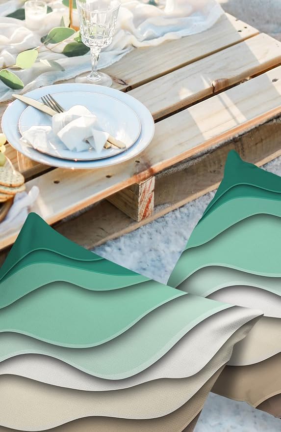 Outdoor Waterproof Pillow Covers for Patio Furniture Green Modern Geometric Decorative Throw Pillow Cover Brown Ombre Abstract Pillowcases Set of 2 Cushion Case for Sofa Couch 18 x 18 Inches
