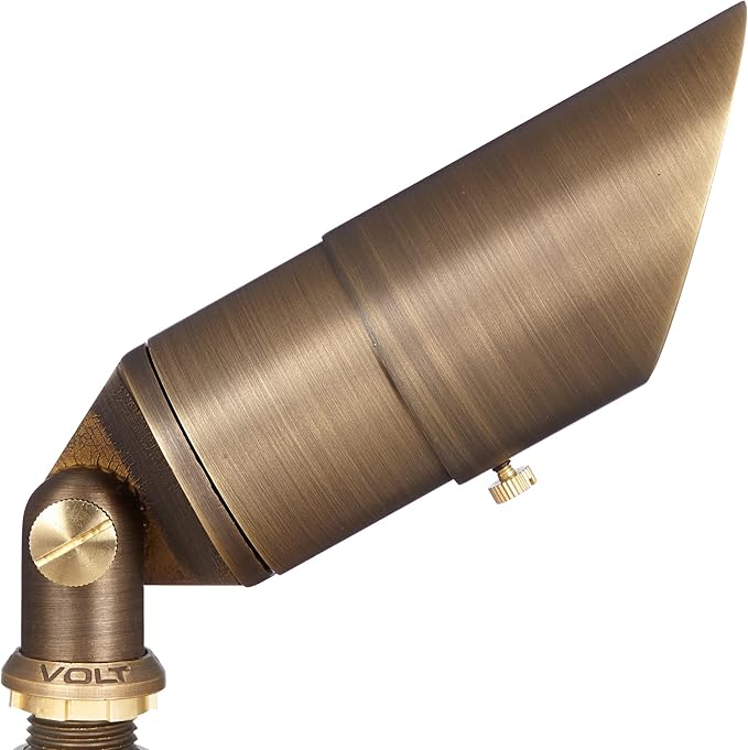 VOLT Top Dog 12V Cast Brass Outdoor Spotlight (Bronze) with 5W 2700K Warm White 400 Lumen MR16 LED Bulb for Low Voltage Landscape Lighting of Yard, Lawn, Garden, Patio, Trees & House