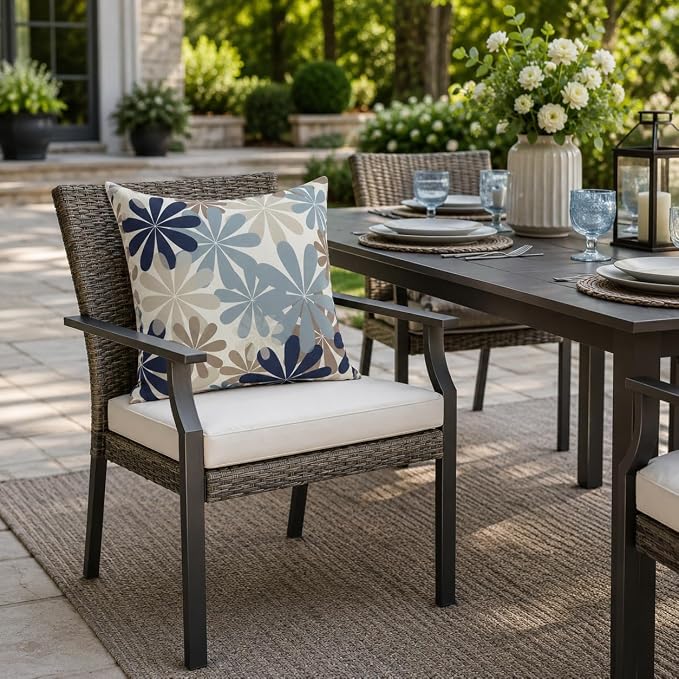 2 Pack Outdoor Throw Pillows 18x18 with Inserts, Water-Repellent | 2-pack 18x18 outdoor throw pillows with inserts, water-repellent polyester covers, hidden zippers, and indoor/outdoor style.