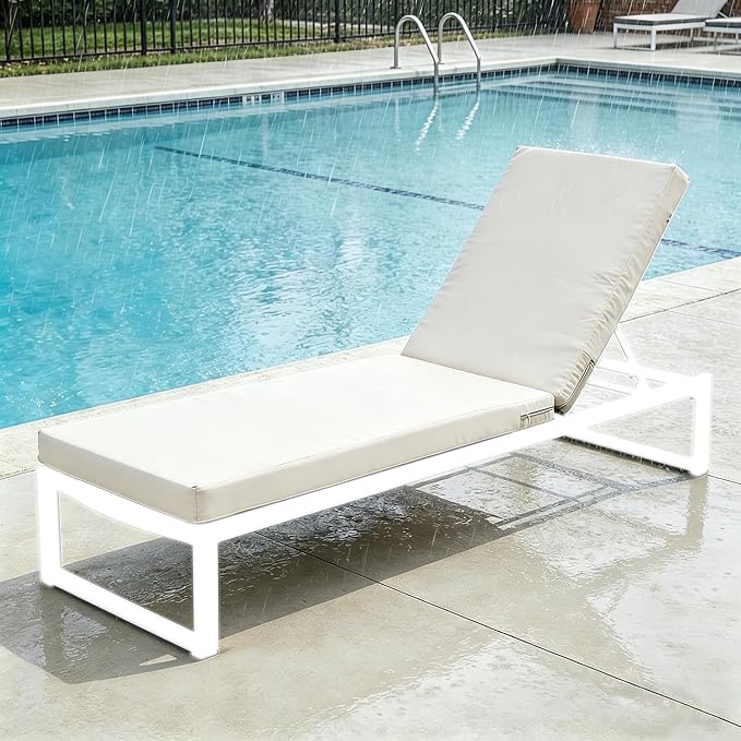 72x21 Inches Chaise Lounge Cushions Outdoor Replacement for Pool Side Waterpoof Patio Lounge Chair Cushions, Beige