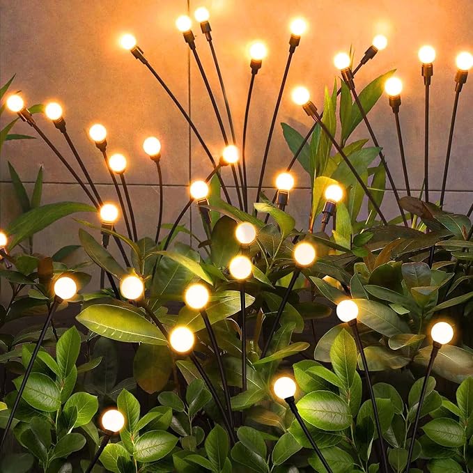 NBQQ Solar Lights Outdoor 10 Pack of 60 LEDs Swaying Firefly Garden Decor | Waterproof Solar Garden Lights for Yard Pathway Patio, Swaying Lawn Decor as Gardening Gifts for Women,Christmas Decor