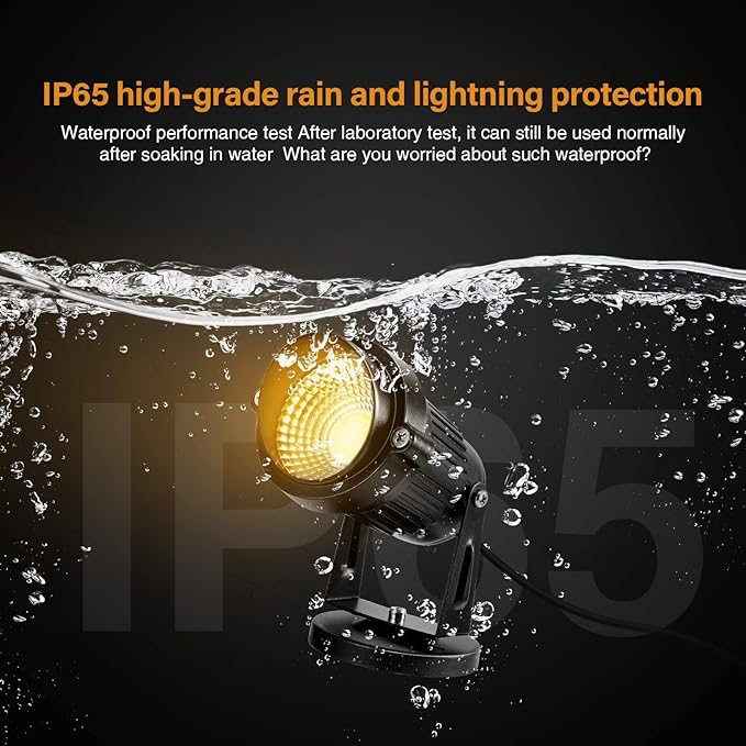 Landscape Lights - 5W 110V Outdoor Spotlight - Waterproof IP65-3000K Warm White LED Landscape Lights - 5ft Cable for Yard Garden Patio Driveway House (Include Spike) (2 Pack)
