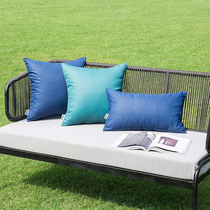 MIULEE Decorative Outdoor Waterproof Pillow Covers 24x24 Navy Blue | Decorative Patio Furniture,Pack of 2,Accent Square Euro Soild Throw Pillow Covers,Summer Garden Tent Couch Sofa