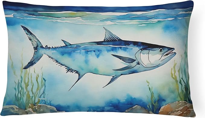 Caroline's Treasures DAC2771PW1216 Bluefin Tuna Throw Pillow Machine Washable, Indoor Outdoor Decorative Pillow for Couch, Bed or Patio, 12HX16W