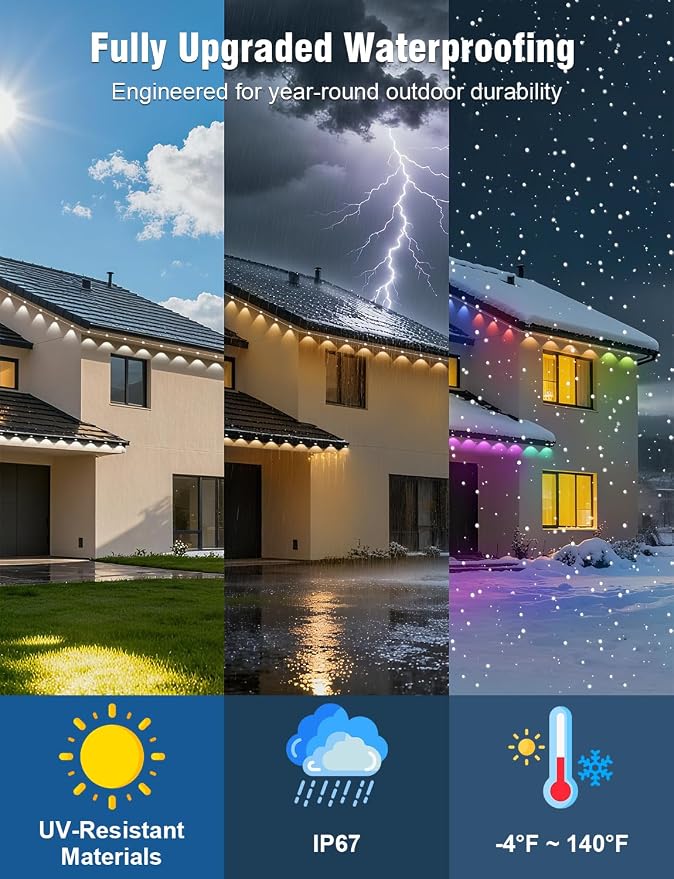 Permanent Outdoor Lights 250FT RGBIC LED Smart LED Lights, App/Remote Control IP68 Waterproof for Holiday Decor, 50 Scene Modes, DIY Lights Lighting Timing for Christmas Halloween Party M2