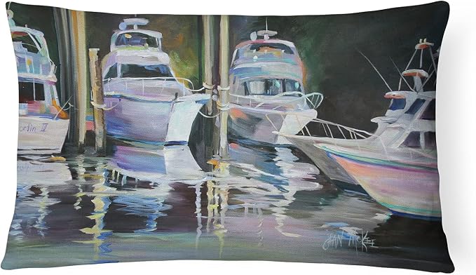 Caroline's Treasures JMK1048PW1216 Deep Sea Fishing Boats Canvas Fabric Decorative Pillow Machine Washable, Indoor Outdoor Decorative Pillow for Couch, Bed or Patio, 12HX16W