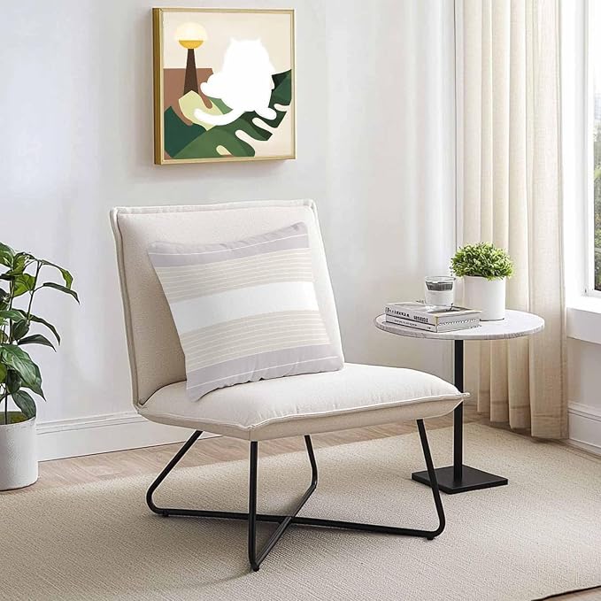 Gray Beige Stripe Outdoor Pillow Covers Waterproof, All Weather Cushion Case Set of 2, Modern Art Horizontal Striped Decorative Pillowcases for Sofa Couch Bed Decor Patio Furniture 16"x16"
