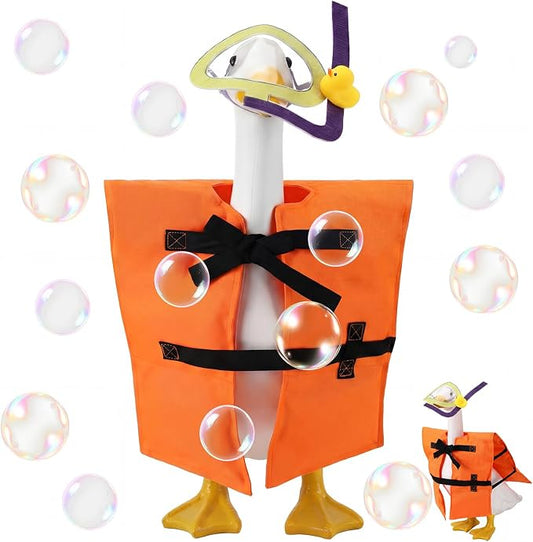 Outus Summer Porch Goose Outfits Set Includes Diving Life Jacket and Diving Snorkel Goggles 23" Goose Porch Clothing for Outdoor Swimming Pool Garden Yard Patio Lawn Statue