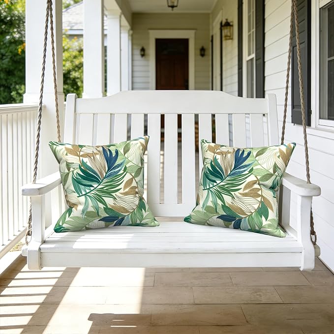 LVTXIII Outdoor Pillows 20x20 Inch, 2 Pack Large Decorative Square Throw Pillows with Inserts for Couch, Bed, Floor Seating, Patio Furniture, Lush Leaf Green