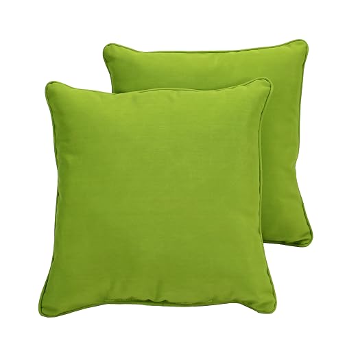 Factory Direct Partners Presidio 18" x 18" Square Decorative Throw Pillow Set with Piping for Indoor/Outdoor Furniture UV, Fade, Weather-Resistant Olefin Fabric (2-Pack) - Lime Green, 13810-LM