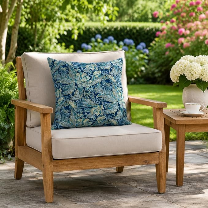 Outdoor/Indoor Decorative Throw Pillows 18×18 Inch | Pack of 2 Waterproof Decorative Throw Pillows with Inserts, Square Pillows for Bed, Couch, Sofa and Patio Furniture