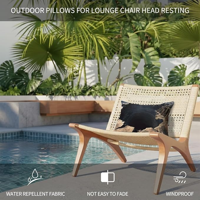 Outdoor Lumbar Pillow Set of 1, Ground Fissure Waterproof Beach Headrest Pillow with Inserts, Brown Crater Dramatic Recliner Throw Pillows for Patio Furniture, 11 x 16