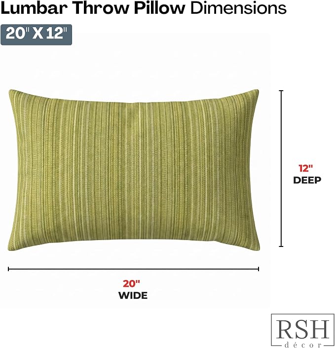 RSH DECOR: Sunbrella Lumbar Throw Pillows Set of 2 | 20" x 12" | Water and Fade-Resistant Performance Fabric | Outdoor Pillow Covers with Down-Alternative Inserts | Made in USA (Jinga Parakeet)