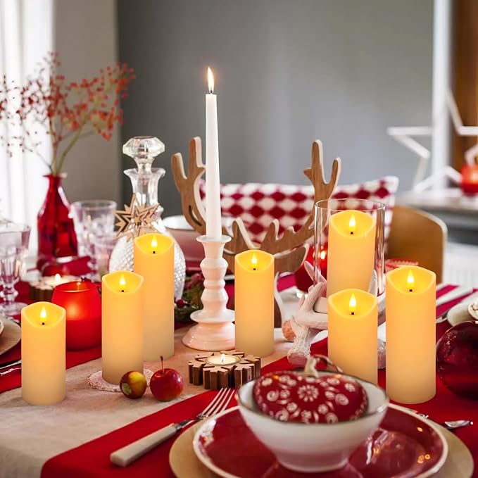 YOROXRG 24 Pack Christmas Decoration Flickering Flameless Candles, Battery Operated Candles,LED Candles for Home Decor,Wedding,Halloween,Birthday,Valentine'sDay (D2.2 xH 5" 6" 7" Ivory)