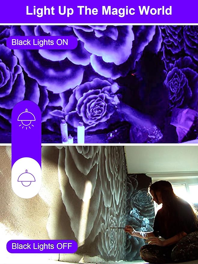 ZUCKEO Halloween Black Light Spotlight Outdoor LED Blacklight, 15W Waterproof Spot Lights Landscape Lighting with US Plug for Glow Party Body Paint Fluorescent Poster Bar Yard Garden Decor(1Pack)