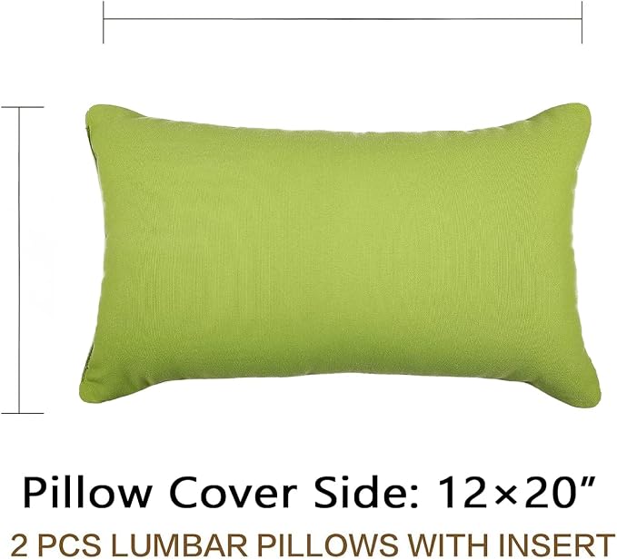 JMGBird Outdoor Accent Pillows Green Outdoor Pillows Waterproof | 12×20 Outdoor Thtow Pillows with Insert Included Outdoor Pillow for Patio Furniture