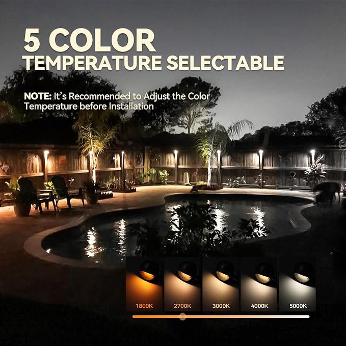 LEONLITE 12-Pack 5CCT 3.74inch Low Voltage LED Deck Lights, Bronze | 180LM, 12-24V AC/DC, CRI90, UL Listed, Die-cast Aluminum Housing, Frosted Glass Lens, 1800K/2700K/3000K/4000K/5000K