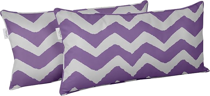 Indoor/Outdoor Polyester Fabric Lumbar Pillow Cover, All-Weather Waterproof Rectangular Cushion Case for Patio Furniture, 16 x 24 Set of 2 - Chevron-48