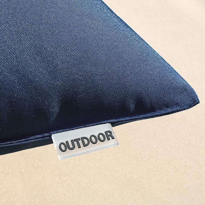 MIULEE Decorative Outdoor Waterproof Pillow Covers 18x18 Dark Blue | Decorative Patio Furniture,Pack of 2,Accent Square Soild Throw Pillow Covers,Summer Garden Tent Couch Sofa