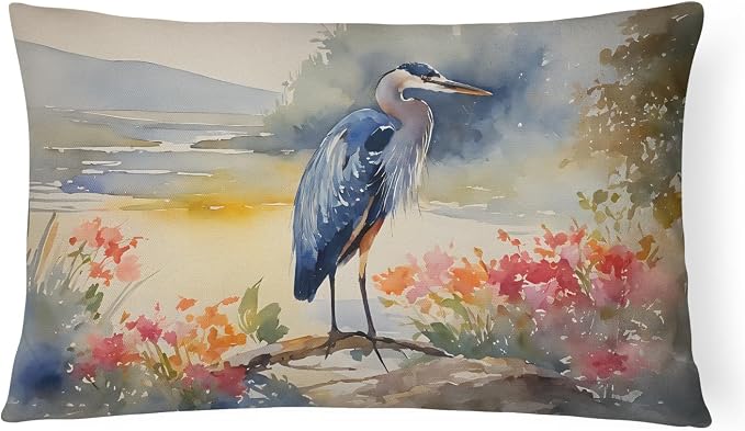 Caroline's Treasures DAC2845PW1216 Blue Heron Throw Pillow Machine Washable, Indoor Outdoor Decorative Pillow for Couch, Bed or Patio, 12HX16W