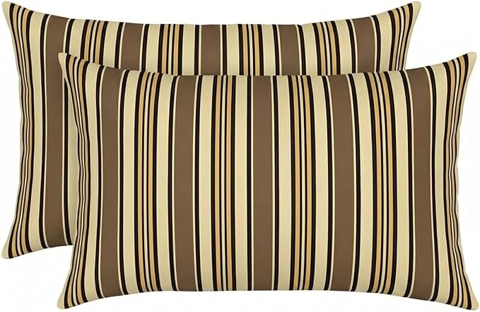 RSH DECOR: Designer Select Sunbrella Jumbo Lumbar Pillows Set of 2 | 26" x 16" | Water and Fade-Resistant Performance Fabric | Indoor Outdoor Accent Pillows | Made in USA (Anthony Praline)