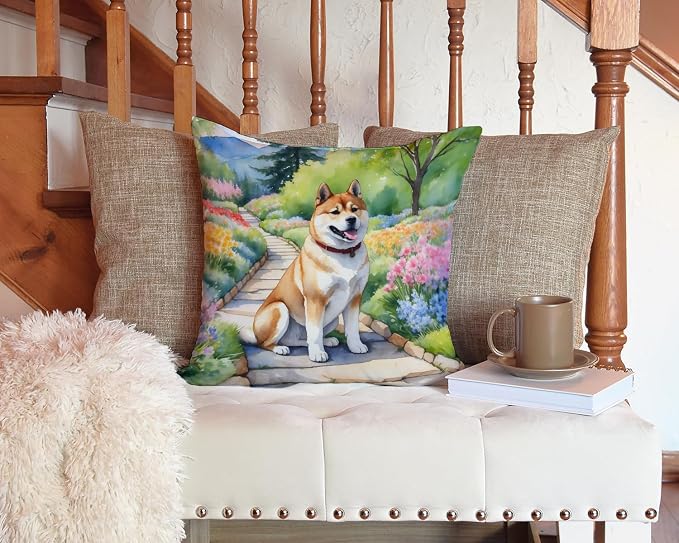 Caroline's Treasures Akita Spring Garden Throw Pillow Machine Washable, Indoor Outdoor Decorative Pillow for Couch, Bed or Patio, 14Hx14W