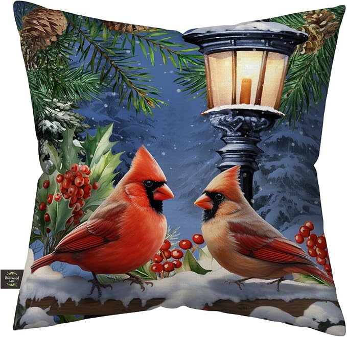 Briarwood Lane Winter Indoor/Outdoor Pillow 17x17 Winter Glow Cardinals for Winter Pillow