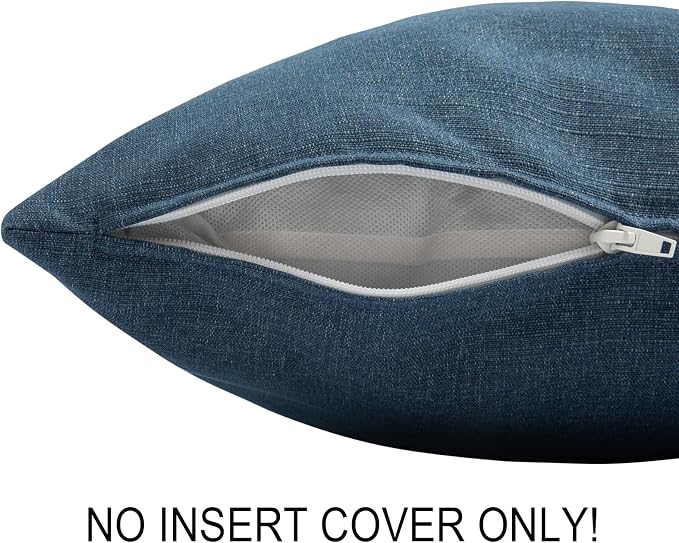 FUNHOME Waterproof Outdoor Throw Pillow Covers Set of 2,Home Decor for Garden Patio Furniture,Couch,Sofa 18 x18 Inch Decorative Pillows Cover Only,NO Insert(Denim Blue)