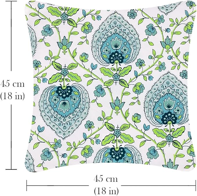Pack of 2 Outdoor Waterproof Decorative Throw Pillow Covers for Patio Furniture, 18x18 Inch Square Fade Resistant Patio Garden Cushion Covers for Couch Bed Sofa, Floral Blue