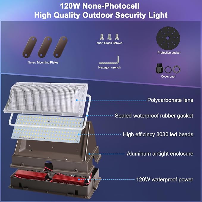 ledmo LED Wall Pack Lights Repalces 800W HPS/HID Light 4 Pack 15600LM Outdoor Commercial Lighting Fixture 120W Waterproof Wall Mount Security Lighting 5000K