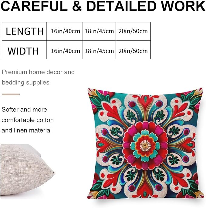 Linen Cushion Case Outdoor Home Decoration Modern Floral Blossom Pillowcases Mexican Flowers Sofa Pillow Case Pillows for Couch Sofa Patio Furniture Home Decor 18"x18" Cutton Linen Cushion Cases
