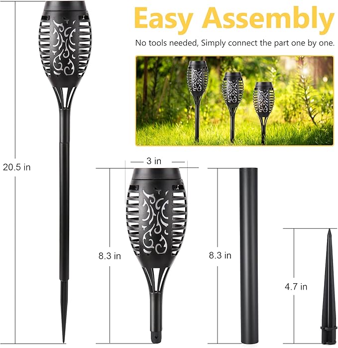Toodour Solar Torch Flame Lights, 6 Pack Solar Lights Outdoor with Flickering Flame, Waterproof Patio Light Landscape Decoration Lighting for Garden, Lawn, Yard, Outdoor Decorations