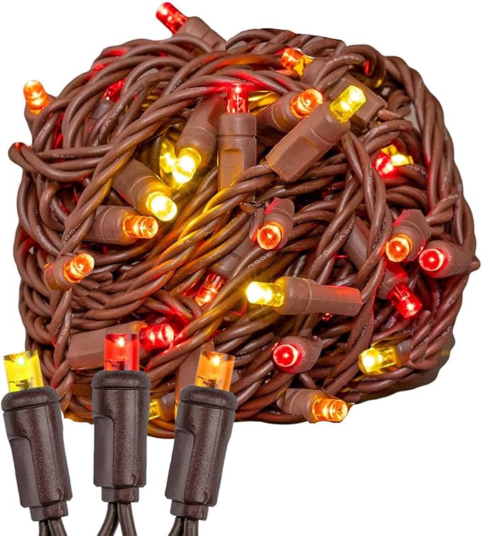 Novelty Lights 34ft 100 LED Yellow, Red, Orange Christmas String Lights