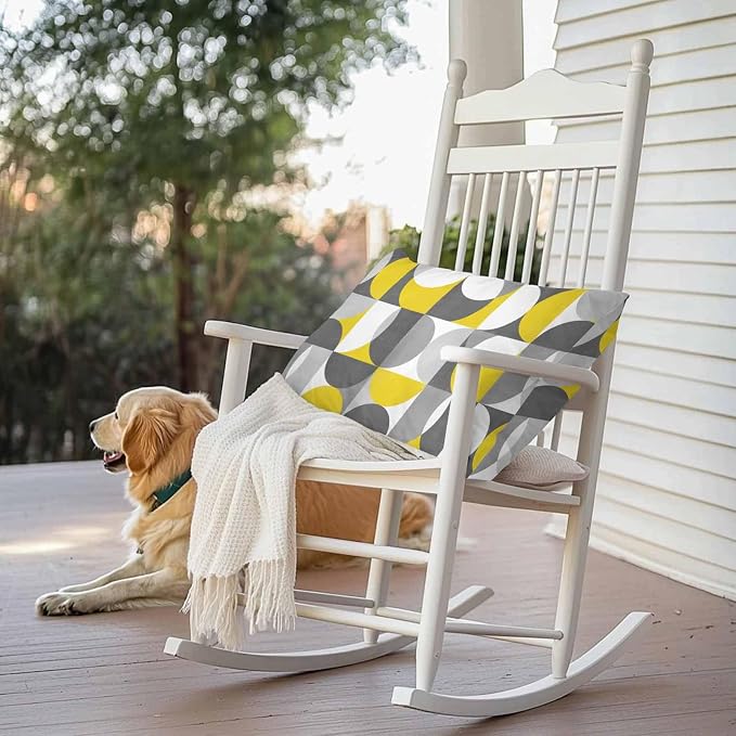 Vandarllin Outdoor Throw Pillows Covers 20x12 inch Set of 2 Waterproof Mid Century Geometric Decorative Zippered Cushion Covers for Patio Furniture, Abstract Modern Yellow Gray Lumbar Pillowcases