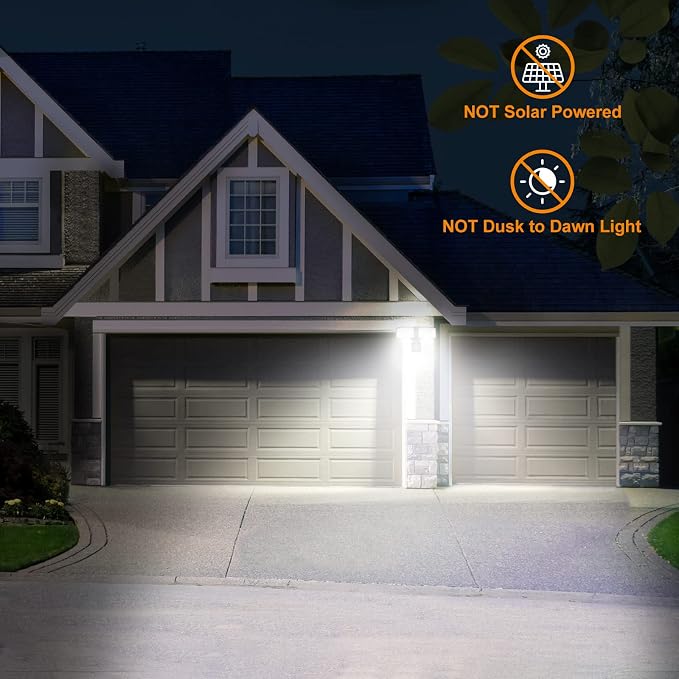 LEPOWER Hardwired LED Security Lights Motion Sensor Outdoor, 30W 3200LM | 5500K Daylight, 72 FT Range & 180° Detection, Easy to Install, IP65 Waterproof, 2 Head Flood Light for Garage, Yard, Porch