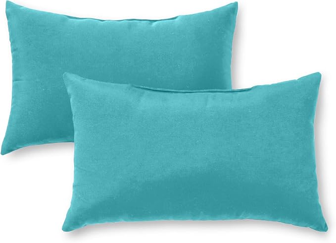 Greendale Home Fashions 2-Pack Outdoor 19x12 inch Rectangle Decorative Throw Pillow, Arctic