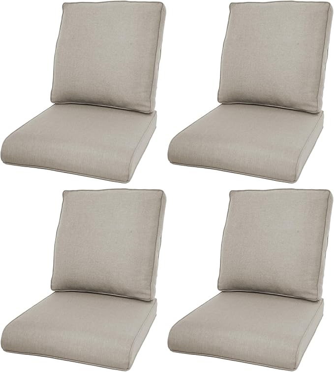 Luxury 22*24*4in Outdoor Patio Cushions, 4 Pieces Beige Outdoor Cushion | Water-Resistant, Reversible, Removable Cover, Stain-Resistant, for Patio Chairs Sofa Couch Loveseat