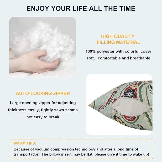 DYTXIII Pack of 2 Waterproof Outdoor Lumbar Pillow with Inserts, 12x20 in Rectangle Decorative Patio Throw Pillow for Home, Sofa,Bench and Patio Furniture, Paisley Lightcyan