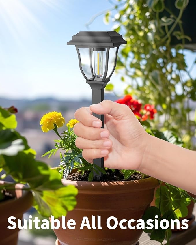 Solar Pathway Lights 2 Pack Mini Outdoor 3000K Bright Auto On/Off Solar Garden Lights Long Lasting Solar Powered Landscape Light for Path Yard Walkway Lawn Driveway Decor Lighting - Cool White