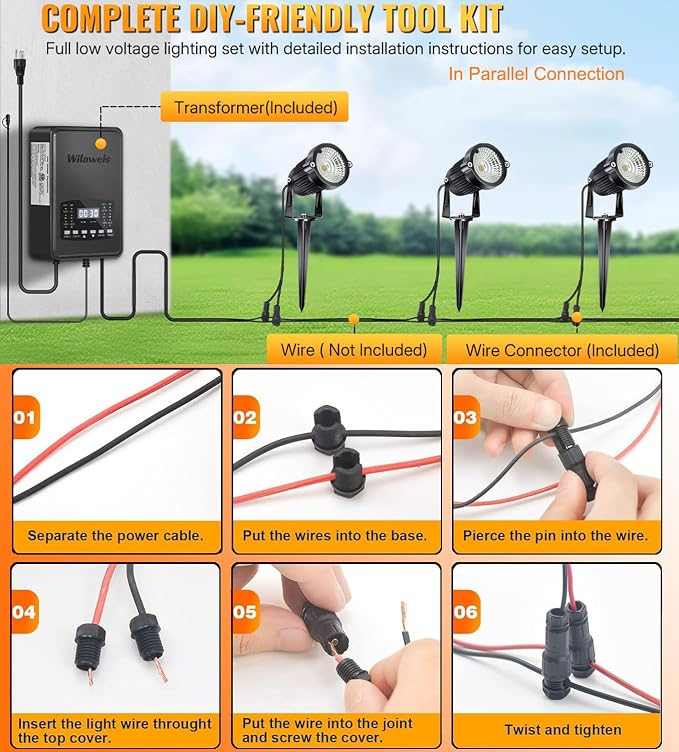 RGB Halloween Low Voltage Landscape Lights Color Changing 5W LED Landscape Lighting Outdoor Waterproof Remote Control for Garden Pathway Christmas Decorative Lighting, 10 Pack with Connector
