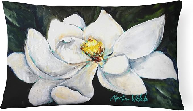 Caroline's Treasures MW1234PW1216 Sweet Magnolia Canvas Fabric Decorative Pillow Machine Washable, Indoor Outdoor Decorative Pillow for Couch, Bed or Patio, 12HX16W