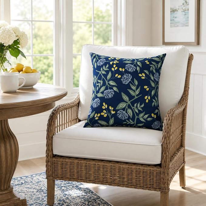 Waterproof Outdoor Throw Pillows with Inserts 18 x 18 Inch | Pack of 2 Patio Decorative Pillows, Square Outdoor Pillows for Patio Furniture Porch Garden Deck Balcony Couch and Sofa