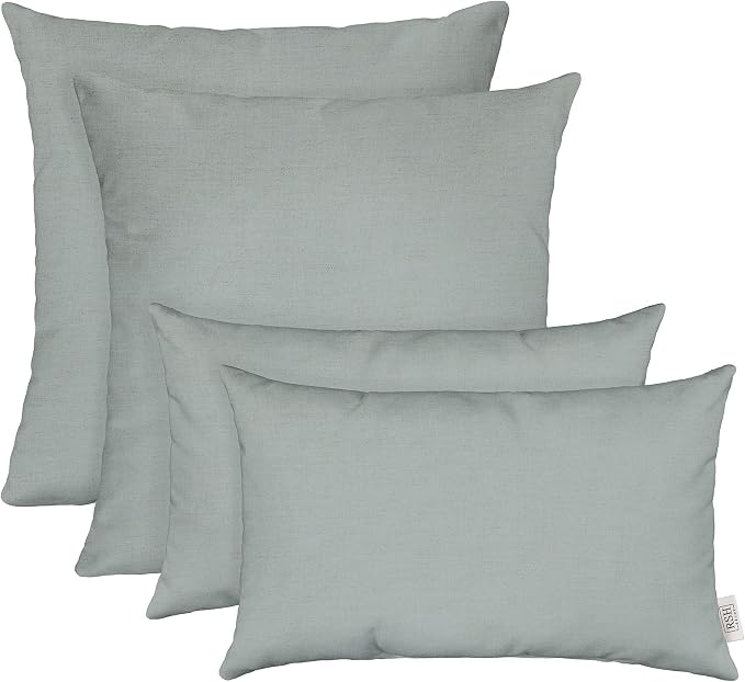 RSH DECOR Sunbrella Lumbar & Square Pillows Set of 4 | 20" x 12" & 17" x 17" | Water & Fade-Resistant Performance Fabric | Outdoor Throw Pillows | Made in USA (Play Sky Blue)