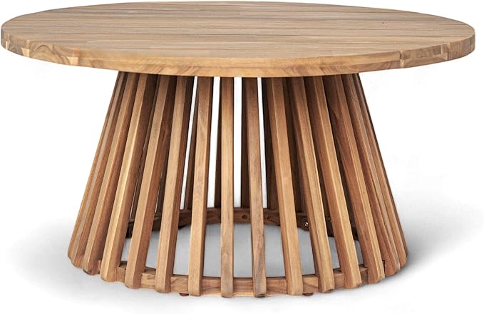 Christopher Knight Home Charm Patio Conversation Set, 3 Seater Acacia Wood Sofa, Spacious Seating Daybed, Wood Coffee Table, Round Side Table, Outdoor Furniture for Backyard Garden Gathering, Beige