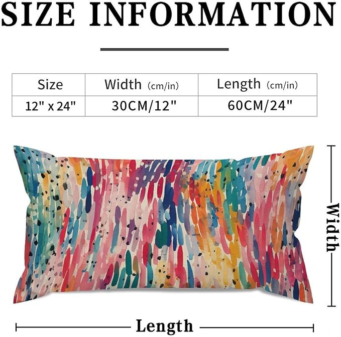 Lumbar Cushion Cover Make It Rain Fiesta Pillows Modern Rainbow Colorful Pillow Cover Accent Decorative Cushion Cases Home Decor for for Couch Sofa Farmhouse Decor 12x24in