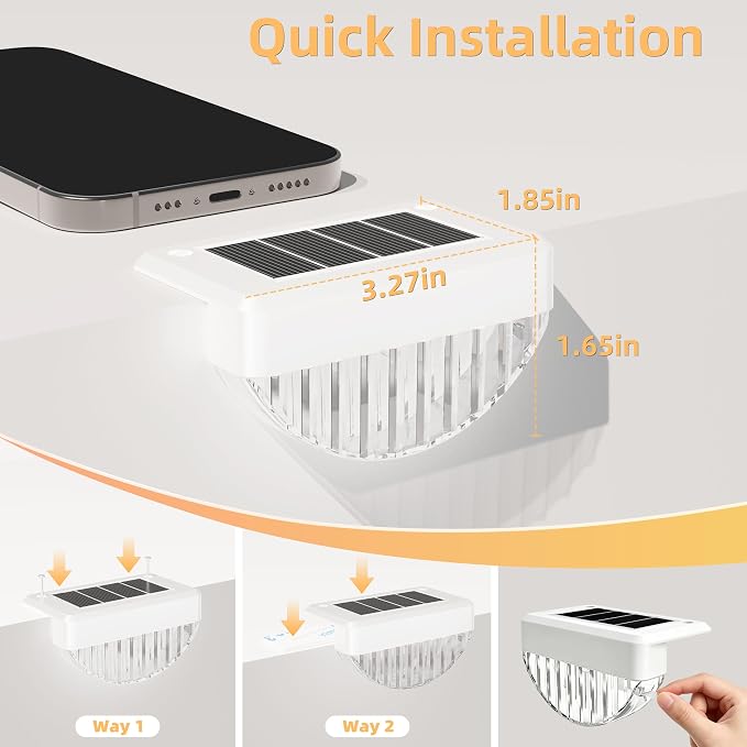 VOLISUN 16 Pack Solar Deck Lights Outdoor, Warm White LED Solar Step Lights for Outside, Waterproof Fence Light for Patio, Deck, Stairs, Yard, Pool and Porch (White)