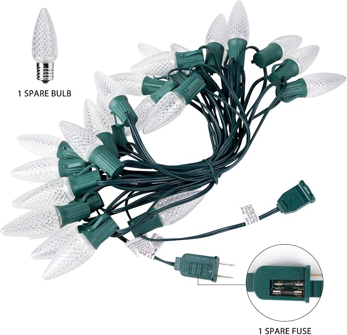 Brightown C9 Christmas String Lights, Commercia Led Outdoor Christmas Lights with 100 Strawberry C9 Bulbs, Waterproof Extendable UL Certified for Party Holiday Wedding Indoor Outdoor Xmas Decor